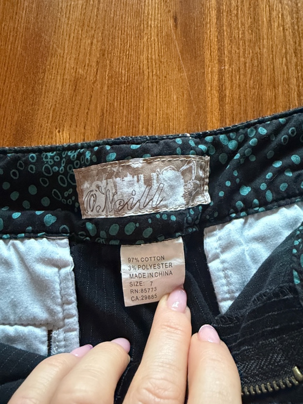 O'Neill Black Pinstriped Velvet Shorts - Picture 2 of 3